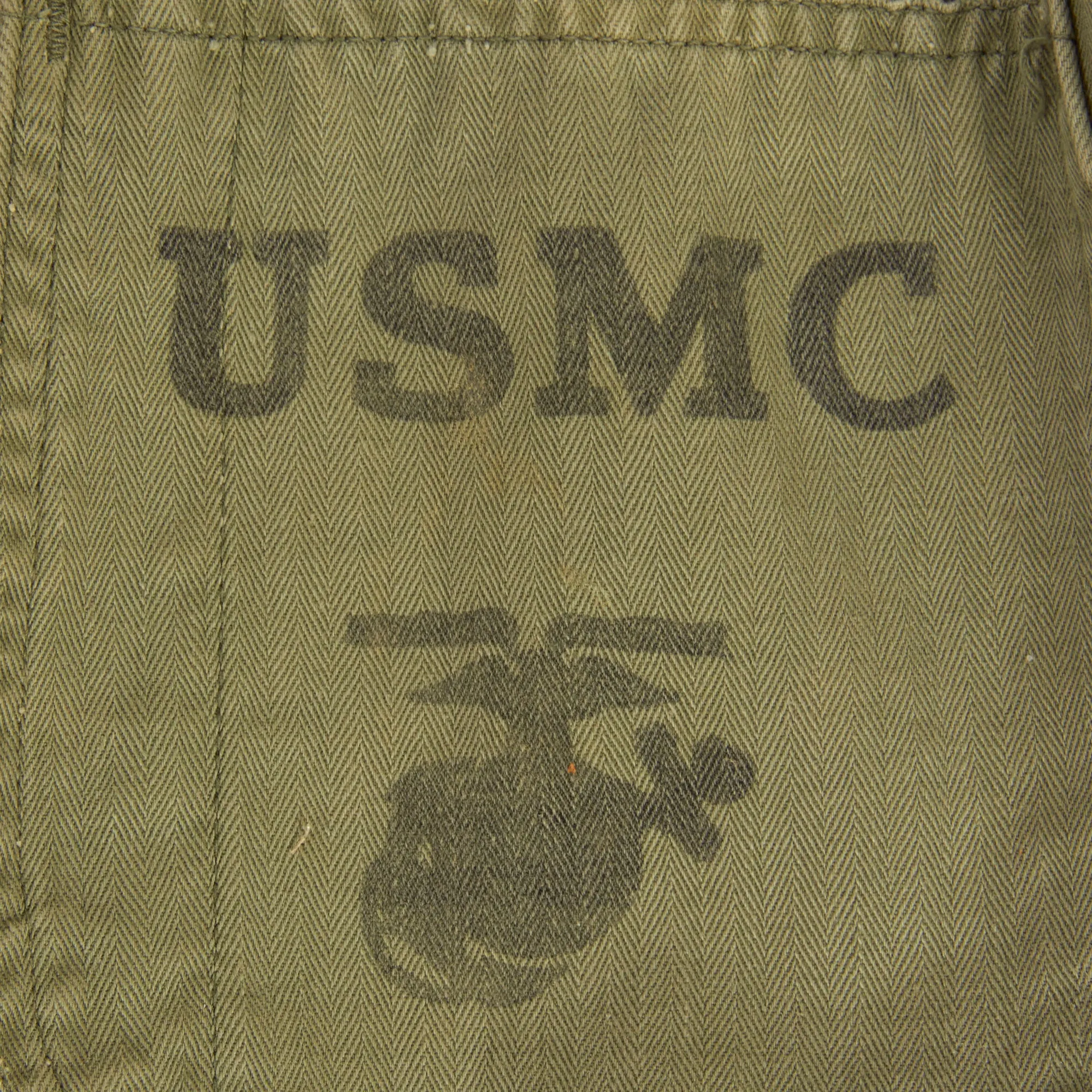 Original U.S. WWII Named USMC HBT Herringbone Twill P41 Combat Jacket With Gunnery Sergeant Chevrons