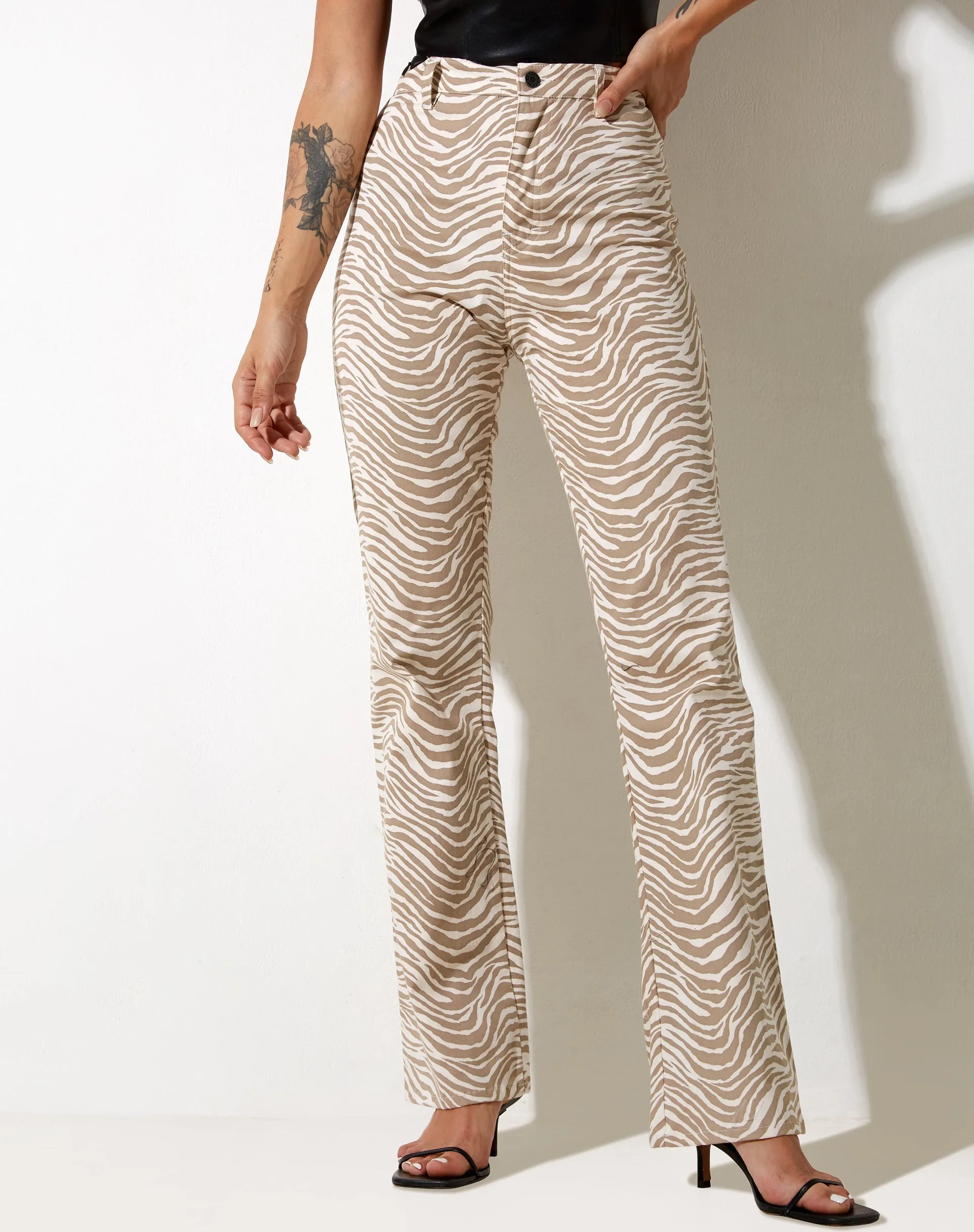 Zoven Flare Trouser in Tonal Zebra